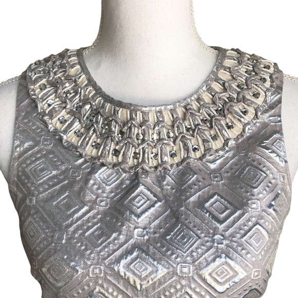 Tory Burch Sleeveless Scoop Neck Blouse Size 2 Silver Pewter Gray - Picture 3 of 12